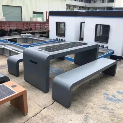 wooden and steel benches