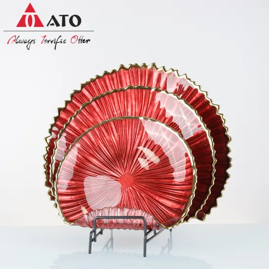 Curled edges vertical edges Gold Rim Glass Plate