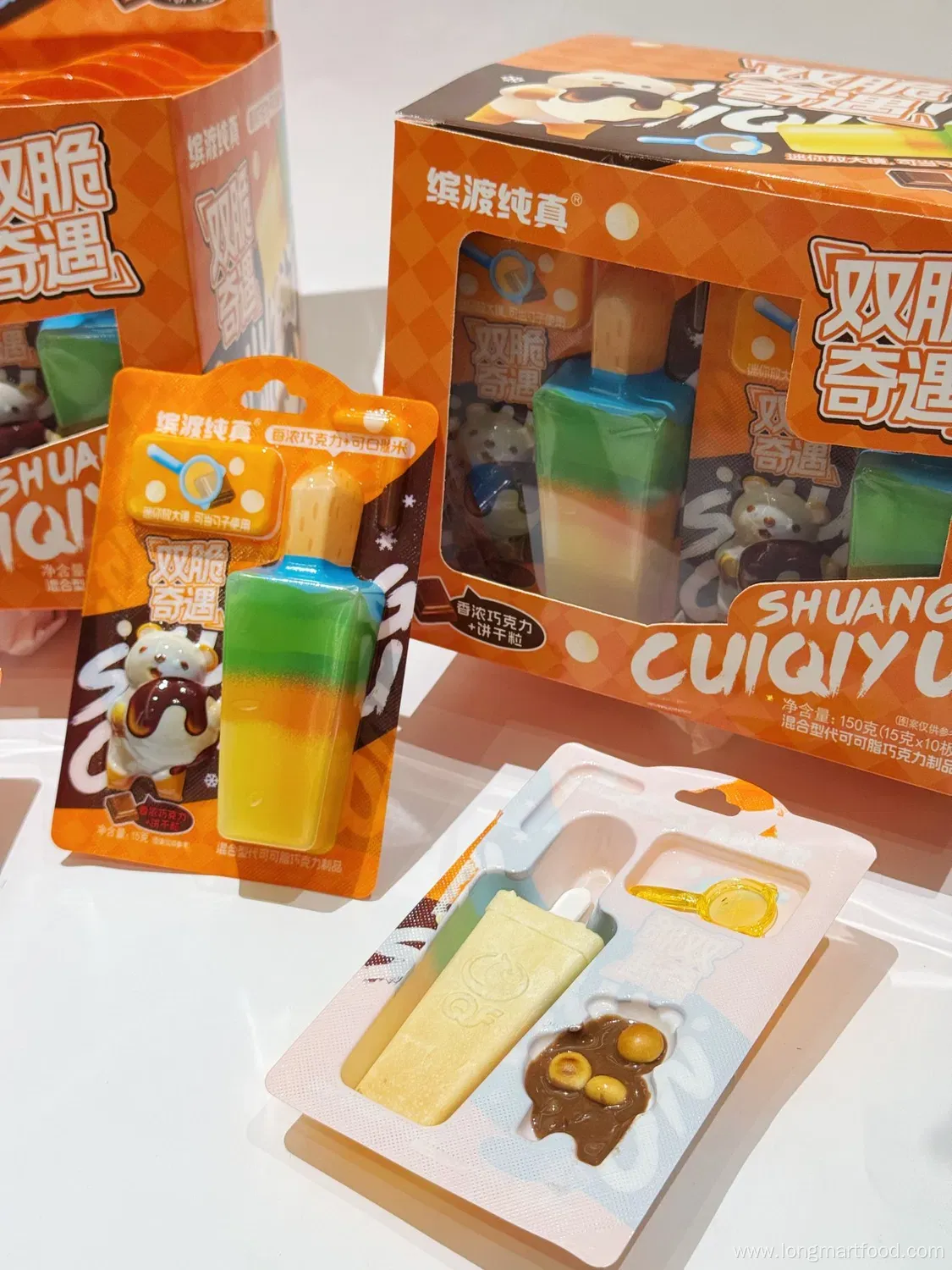 Popsicle-Shaped Filled Ice Cream Candy Biscuit and Chocolate