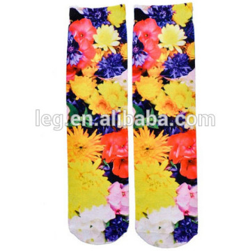 Floral Digit Print Crew Socks