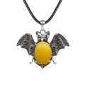 Yellow Jade 13X18mm Cabs Antique Silver Alloy Antique Silver Alloy Bat Pendant for DIY Making Jewelry