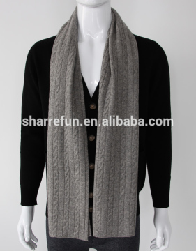 Wholesale full cable knit 7gg 100%cashmere scarf