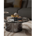 Modern Marble and Titanium Coffee Table Set