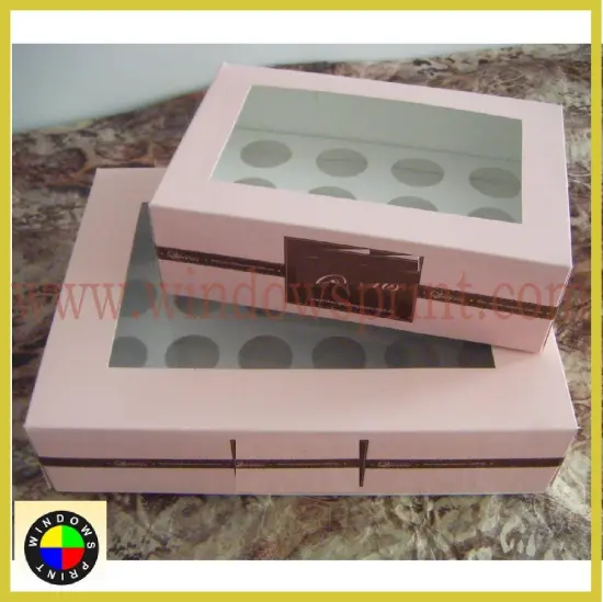 PVC window paper cupcakes packaging box