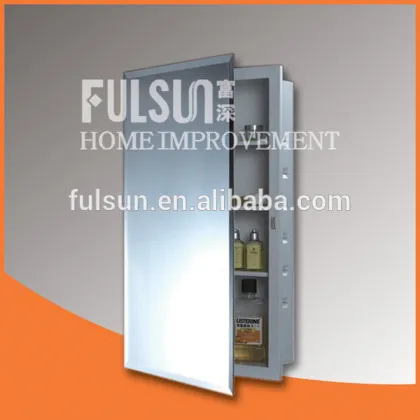 Recessed mount deep drawn mirror medicine cabinet