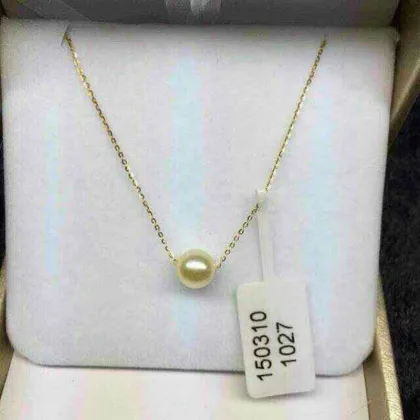 AAA 9-10MM18K gold natural seawater pearl pendant Nanyang Golden Pearl High quality Pendant PP056