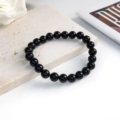 Blue Coral and Black Agate Stone Beaded Bracelets Wholesale