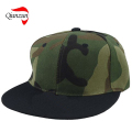 Cappelli di camionista piatto tinta unita in pelle verde Camo (LWC-301)