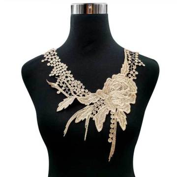 Wholesale Multi-Color Floral Embroidered Polyester Corsage with Detachable Rose Neckline and Fake Lace Collar