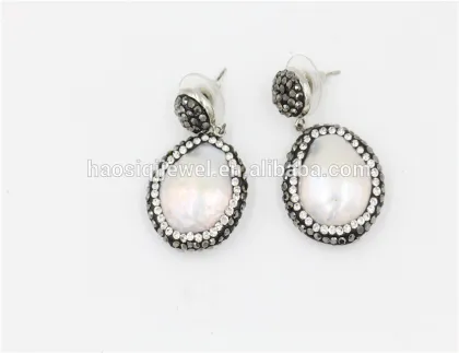 rough stone freshwater pearl earrings, women accessories jewelry earrings