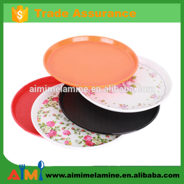 Round big food carrying melamine tray with full printing