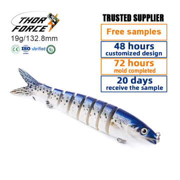 THORFORCE OEM/ODM 132.8mm 19g 13 Colors Hard Glide Bait ABS Plastic Sinking Swim Vibrant Jointed Fishing Lure