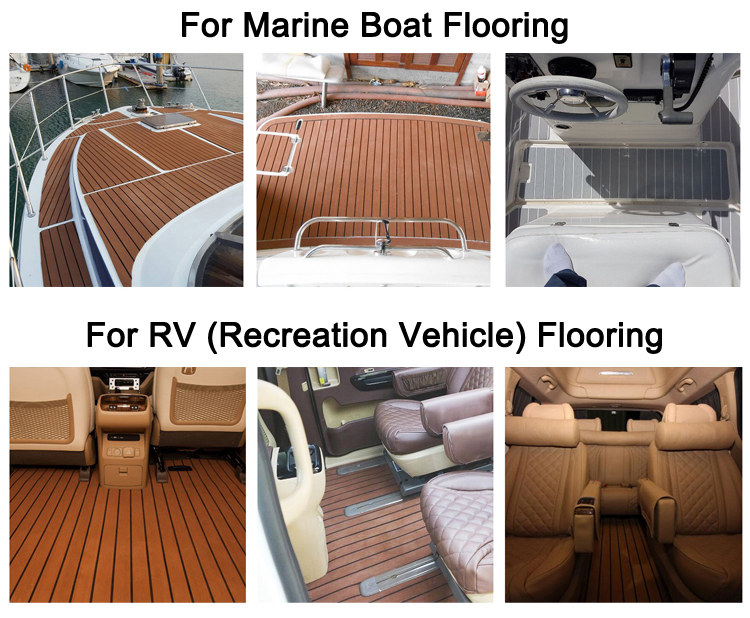 Synthetic Teak EVA Rv Flooring Non Slip Sheet edges