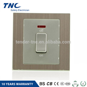 Aluminum Wire Drawing 16A Electrical Wall Rocker Switch with LED Point