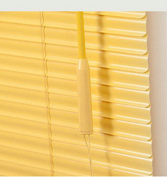 Yellow Pvc Venetian Window Blinds Glossy With Headrail / Bottomrail