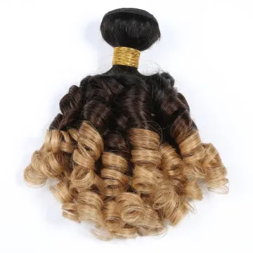 9a 100g SPARK Ombre Brazilian Remy Human Hair Weaving Bundle for Women Weave Hair Extension Black Brown Gold FUMI Bouncy Curl