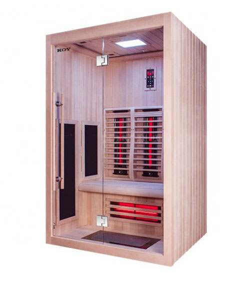 2 person traditional dry sauna room with massage