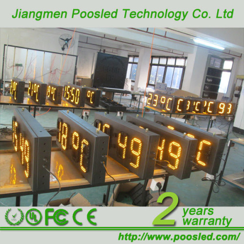8"large Outdoor Time&temperature Led Displays In Yellow, High Quality 8