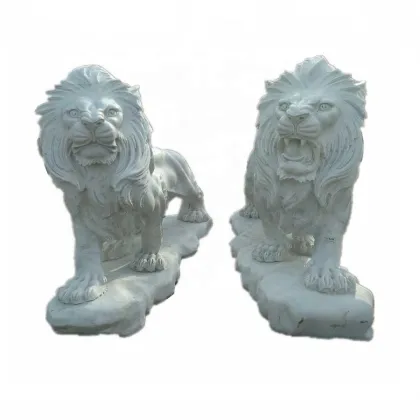 White Marble Garden Lion Statue