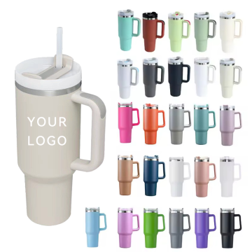 Stainless Steel Vacuum Insulated 40Oz Travel Mug with Straw Handle - Wholesale