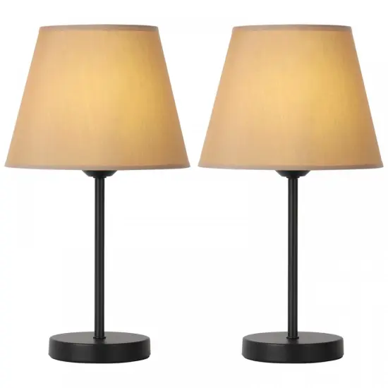 Modern Desk Lamp with Light Brown Fabric Lampshade