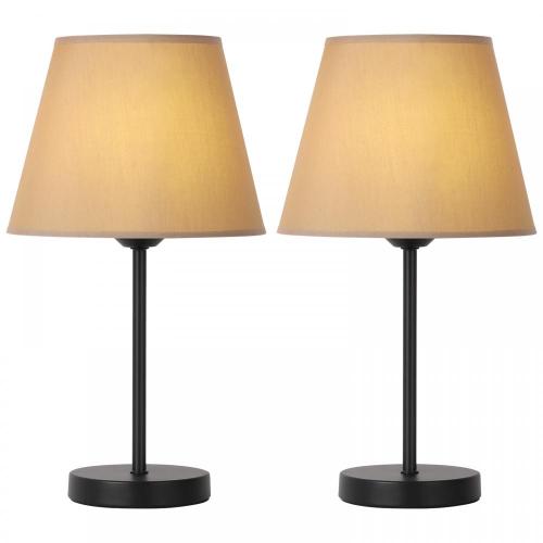 Modern Desk Lamp with Light Brown Fabric Lampshade