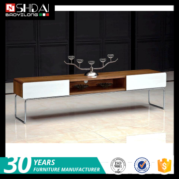 wooden tv stand pictures , modern TV stand with stainless steel legs E-824
