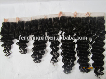 best selling gade 5A deep wave 10" black color 100% peruvian remy hair closure beauty hair