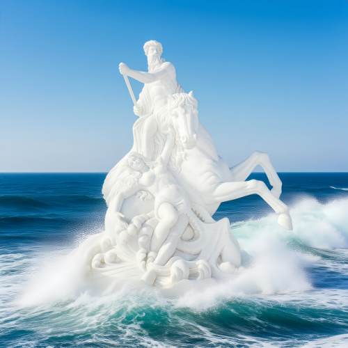 Marble Sea Warrior Sculpture Waves Courage Décor Art