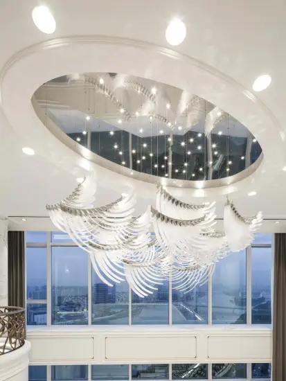 Luxury Led Crystal Large Chandeliers For High Ceilings