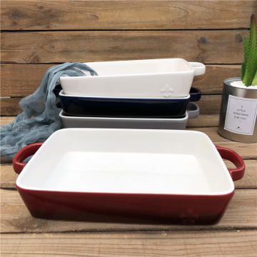 Rectangle Colorful Ceramic Bakeware Microwave Safe Factory Supplier