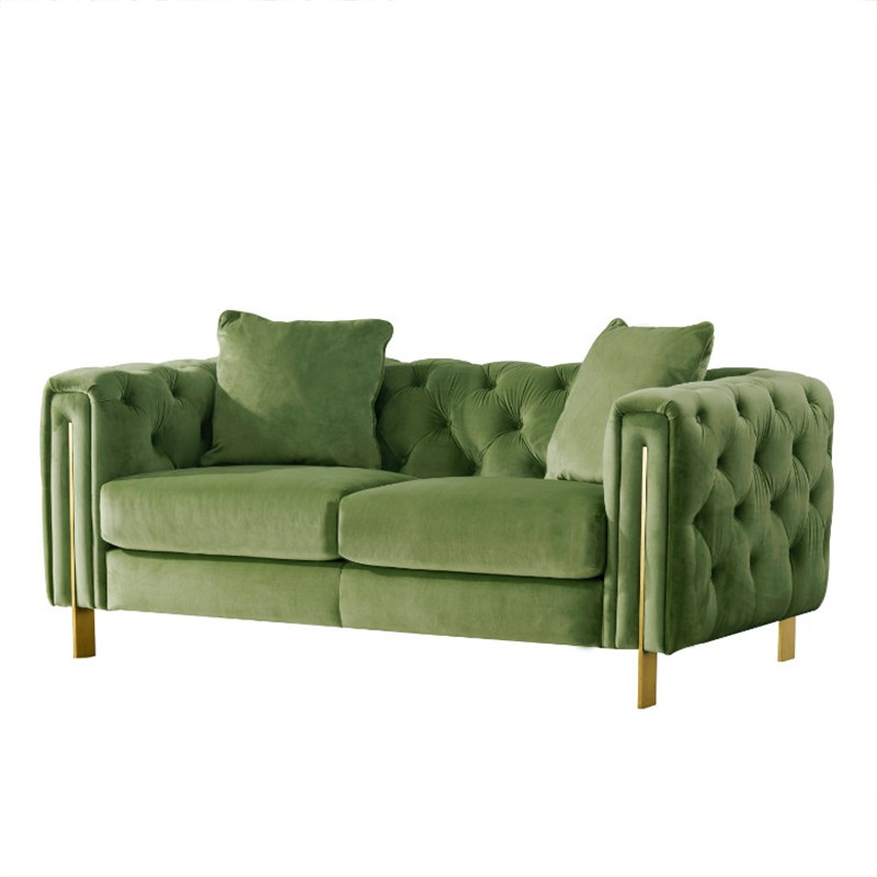 Πράσινο ύφασμα μέντας Chesterfield Tufted Velvet Couchs