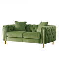 Tissu vert menthe chesterfield canapé en velours tufted