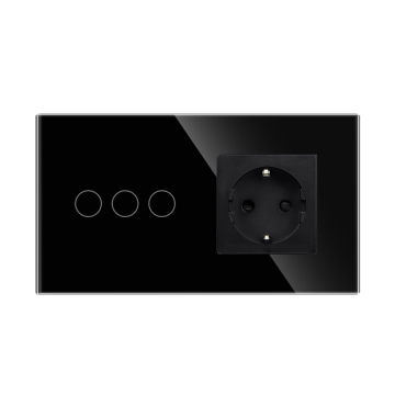 EU 16A 250V Crystal Tempered Glass Wall Switch and Socket