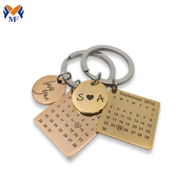 Metal calendar engraved keychain for girlfriend