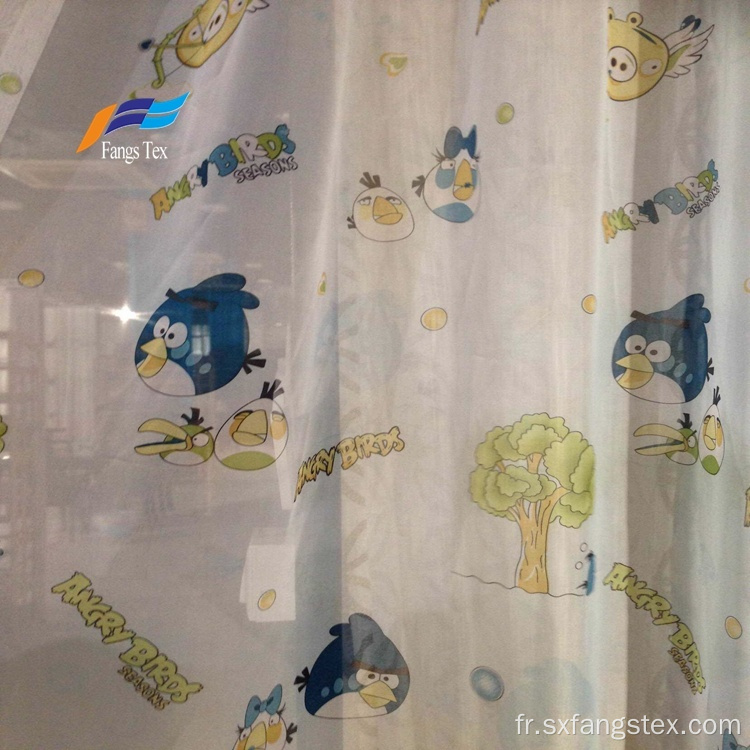 Tissu de rideau de fenêtre pour enfants imprimé transparent en polyester