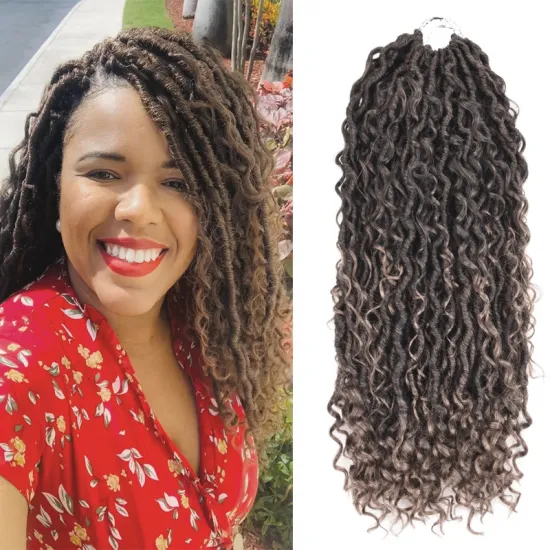 18 inch  New Boho Goddess Locs Crochet Hair Hippie Faux Locs Wavy Crochet Curly Hair Crochet hair with Curly Ends River Locs