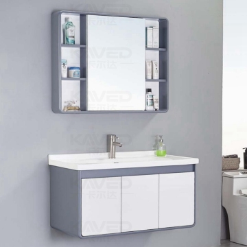 PVC Wall Mounted Bathroom Vanity with Marble Pattern