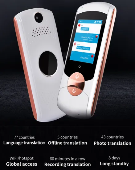 DW58 smart Offline voice translator instant tranlation portable 77 languages pocket photo translator travel meeting traductor