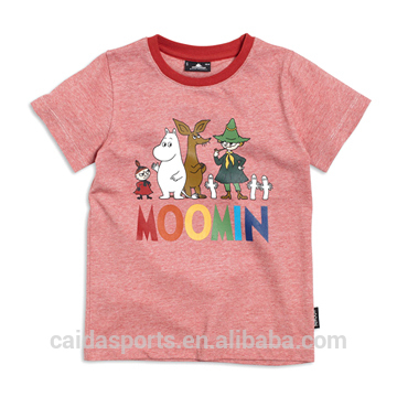 Moomin printing 100% cotton red short sleeved boy T-shirts