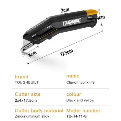 TOUGHBUILT TB-H4-11-G 5-Blade Utility Knife with On-Tool Storage and Sliding Guard