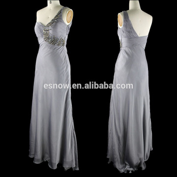 2016 Wholesale Graceful One-Shoulder Beaded Maxi Evening Dress for Ladies