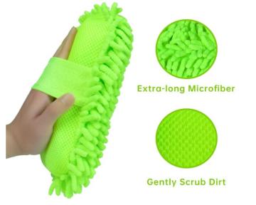 SEQ Wholesale Microfiber Car Cleaning Chenille Sponge with Mesh Backing