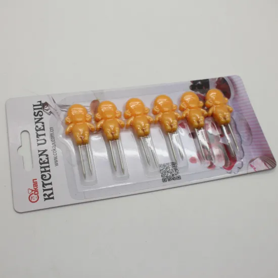 aminal shape Twin Prong Skewers Barbecue Fork 6 Pcs Fruit Corn Holder Bbq Fork Garpu Tool