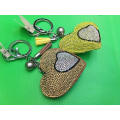 Heart Pendant Multicolor Rhinestone Leather Fringed Keychain