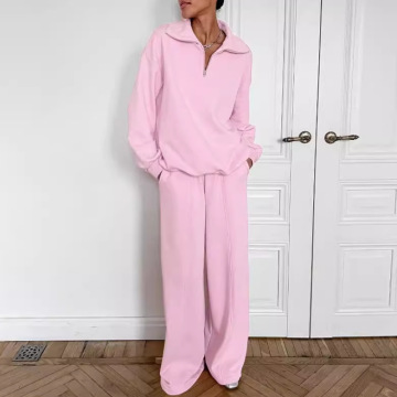 Women's Autumn Winter Long Sleeve Zipper Sweatshirt and Sweatpants Set