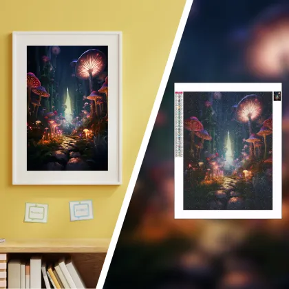 Custom Full Drill Crystal Diamond Painting - Mushroom World Abstract Art 5D DIY Rhinestone Kit