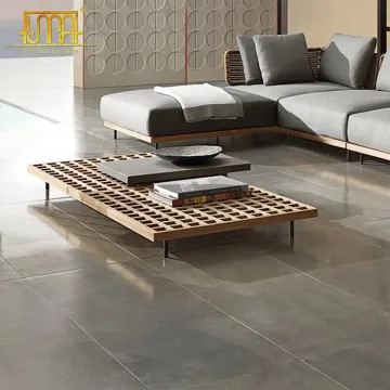 Modern Rectangle Hollowed-out Teak Wood Outdoor Coffee Table