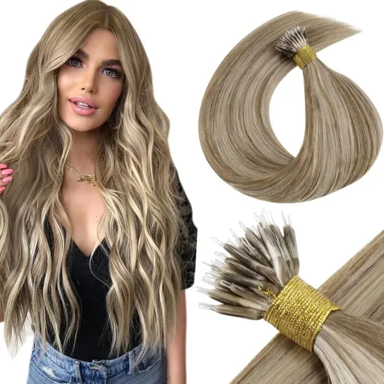 Wholesale  factory price for woman No shedding and tangle straight Nano Ring Hair 8-30'' Virgin Nano tip hair sillky nano hair