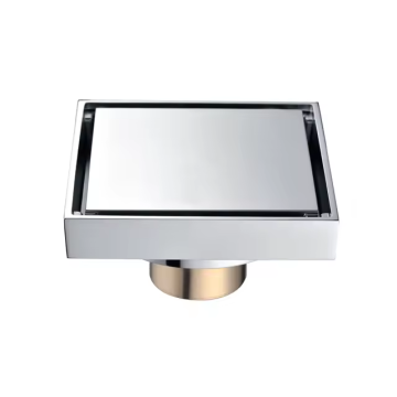 Lizhen-Hwa 4 Inch Square Brass Airtight Anti-Odor Chrome Bathroom Concealed Shower Floor Drain